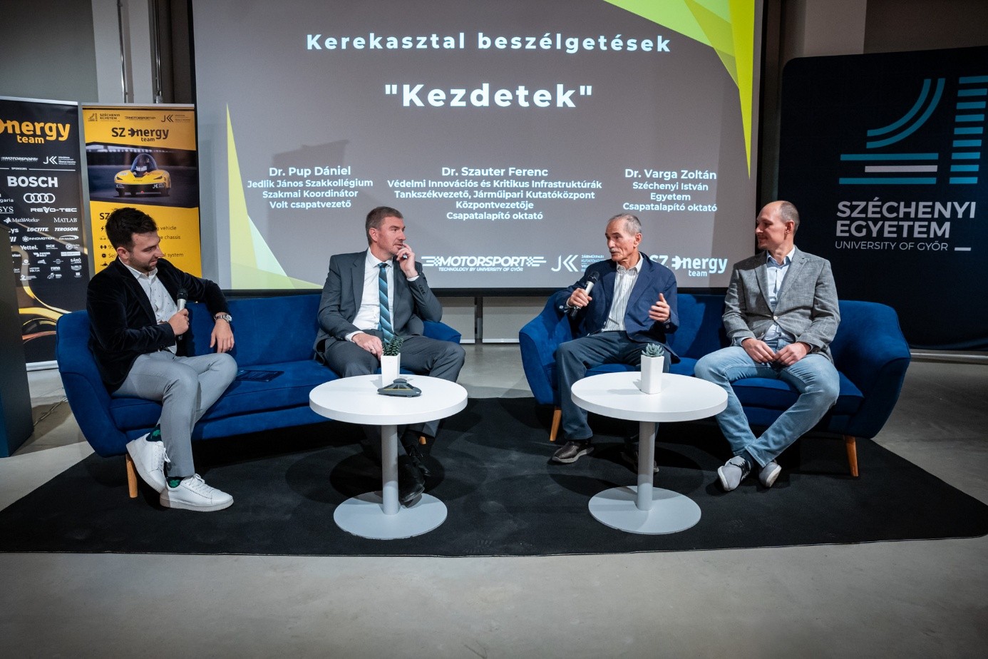 讨论主持人Tamás Kolossváry博士、 Ferenc Szauter博士、 Zoltán Varga博士及Dániel Pup博士（摄影：Máté Dudás）